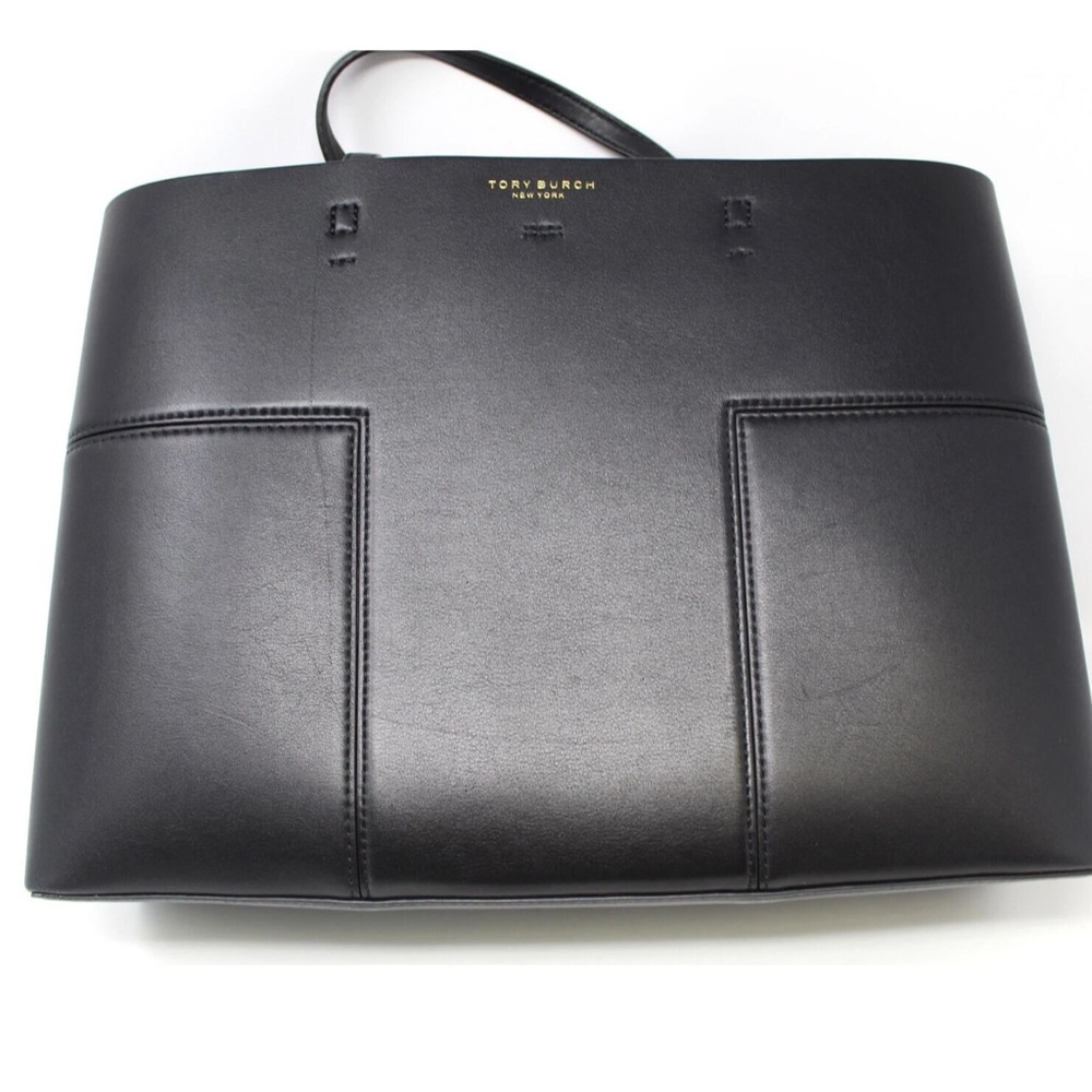 Tory Burch Black leather Block-Tbag w/ removable clutch GUC